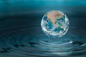 The Earth inside off a water droplet.